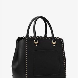 Michael Kors Benning Scalloped Leather Satchel Purse